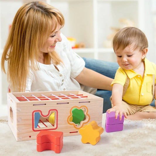 Boîte d'apprentissage en bois SECELE - Tri des formes Montessori